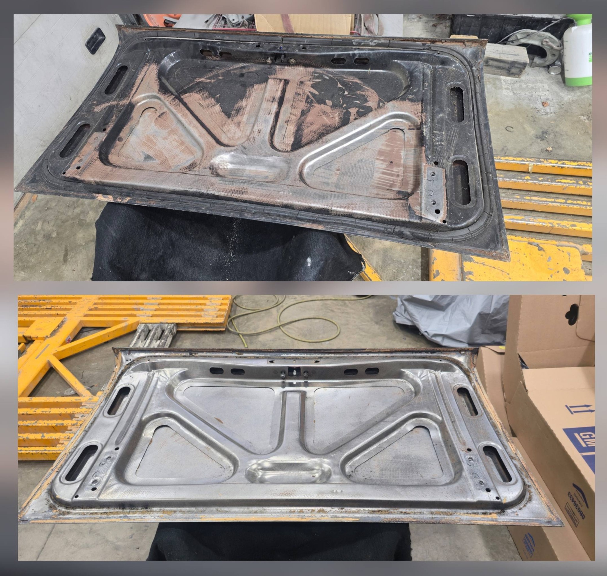 Car panel rust removal - before and after