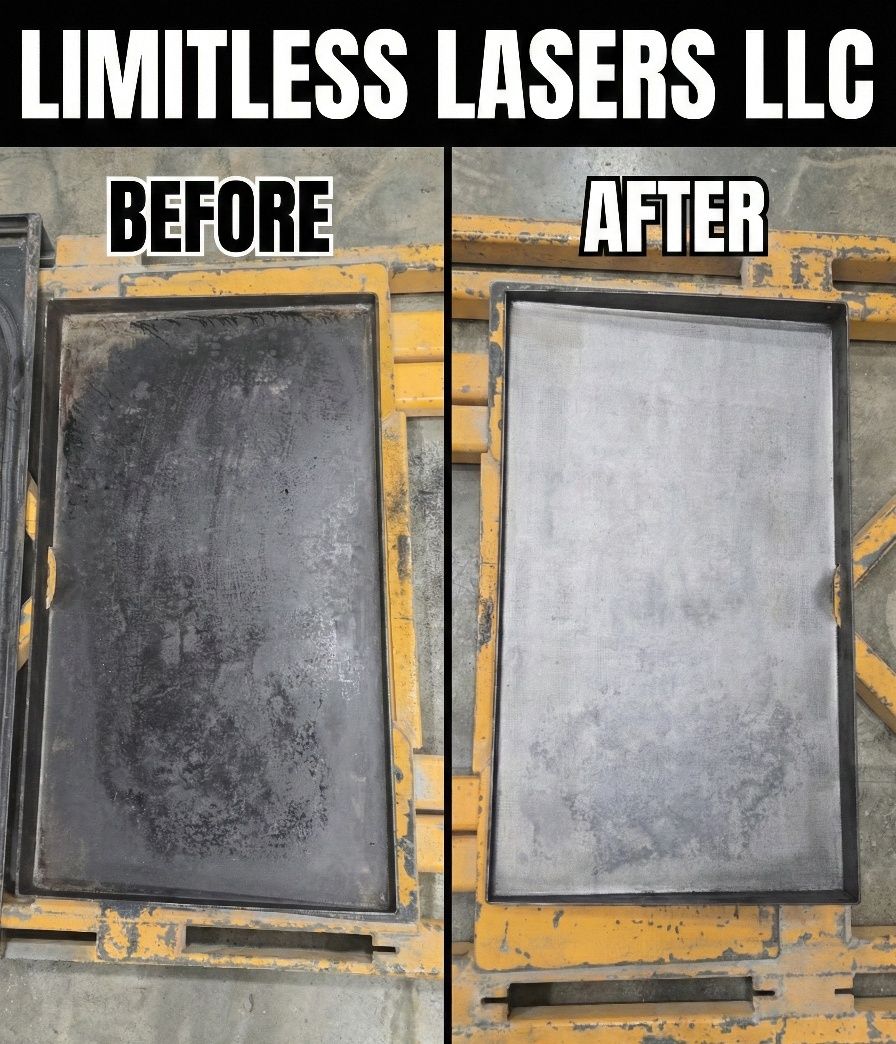 Laser cleaning before and after - metal tray restoration